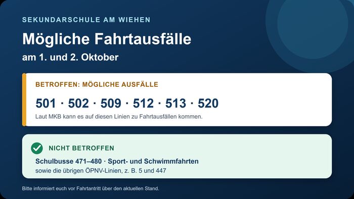 Mögliche Schulbusausfälle am 01./2.10.2026
